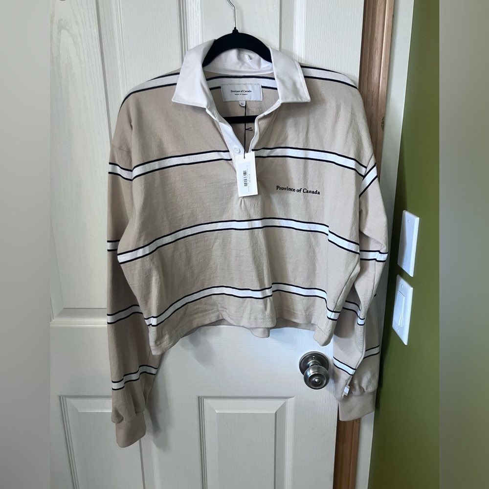 Province of Canada Beige Striped Rugby Polo